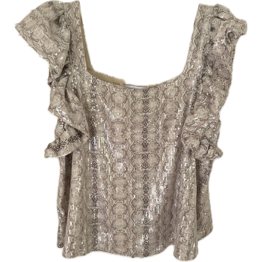 Endless Rose Snakeskin Sequin Babydoll Top, Size M